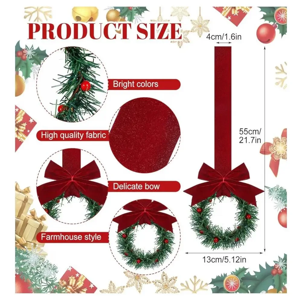 Retrowavy 12 Pcs Christmas Kitchen Cabinet Wreaths with Ribbon (C97)